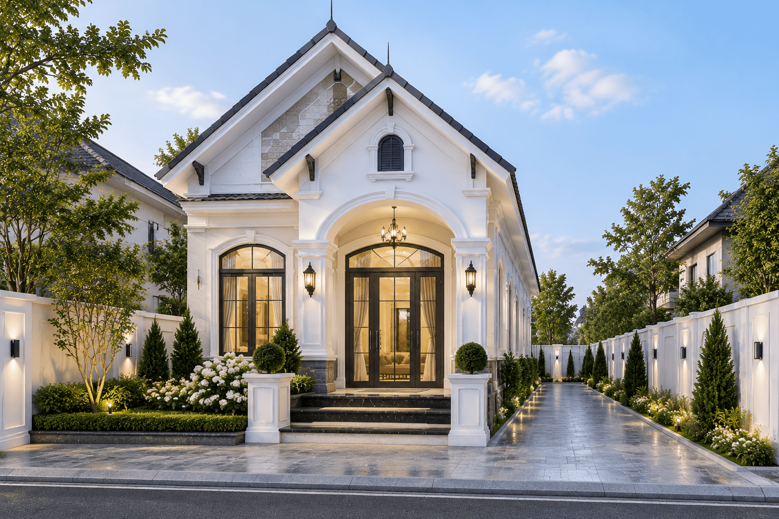 Thiết kế nhà cấp 4 mái Thái tối giản, tinh tế cùng gam màu tươi sáng mang đến không gian trẻ trung, sang trọng cho gia chủ