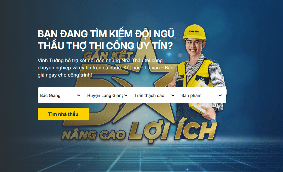 Tìm đội ngũ thầu thợ làm trần thạch cao chất lượng tại trang web của Vĩnh Tường