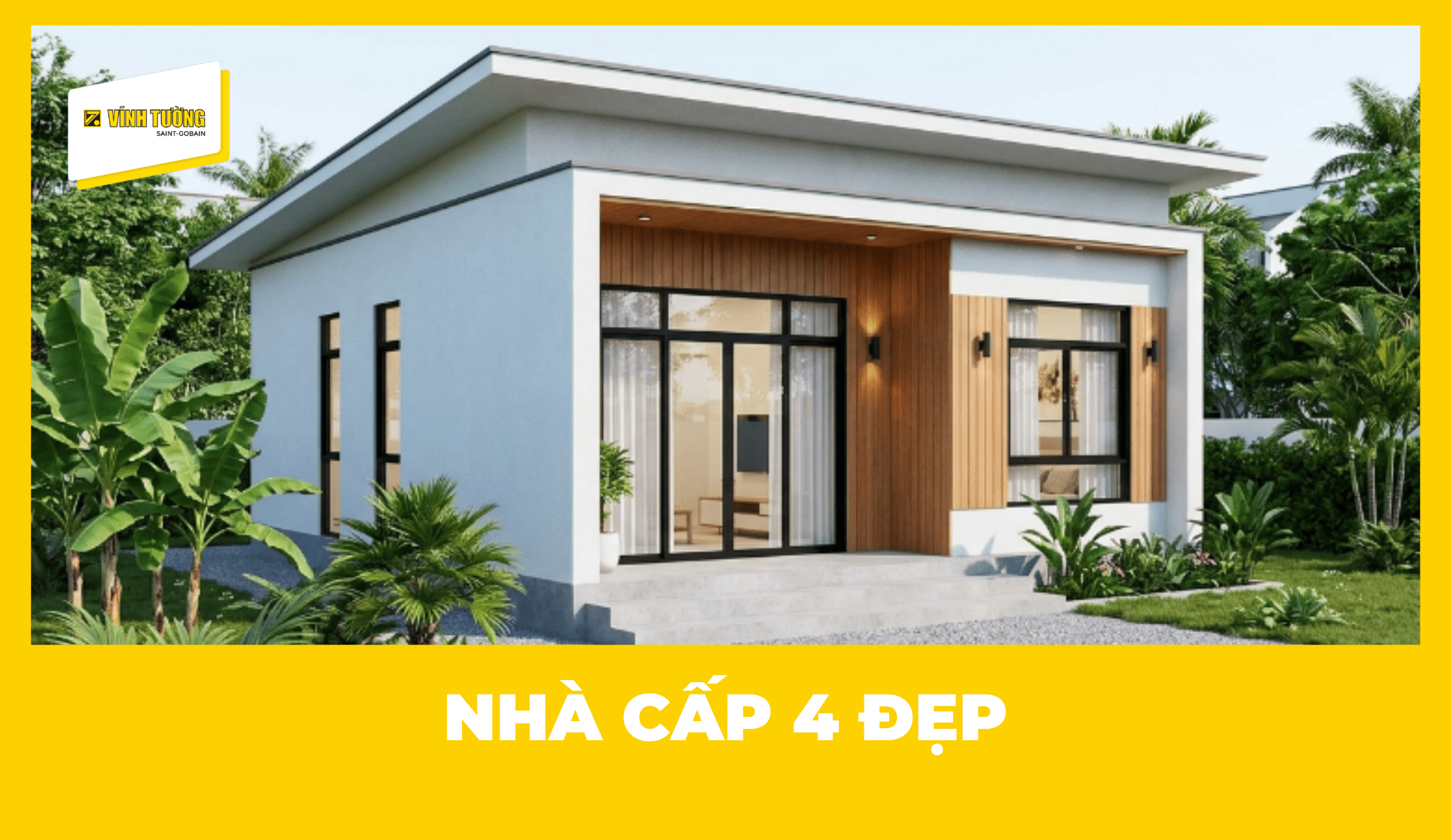 Mẫu nhà cấp 4 đẹp, hiện đại, đơn giản, xu hướng 2026