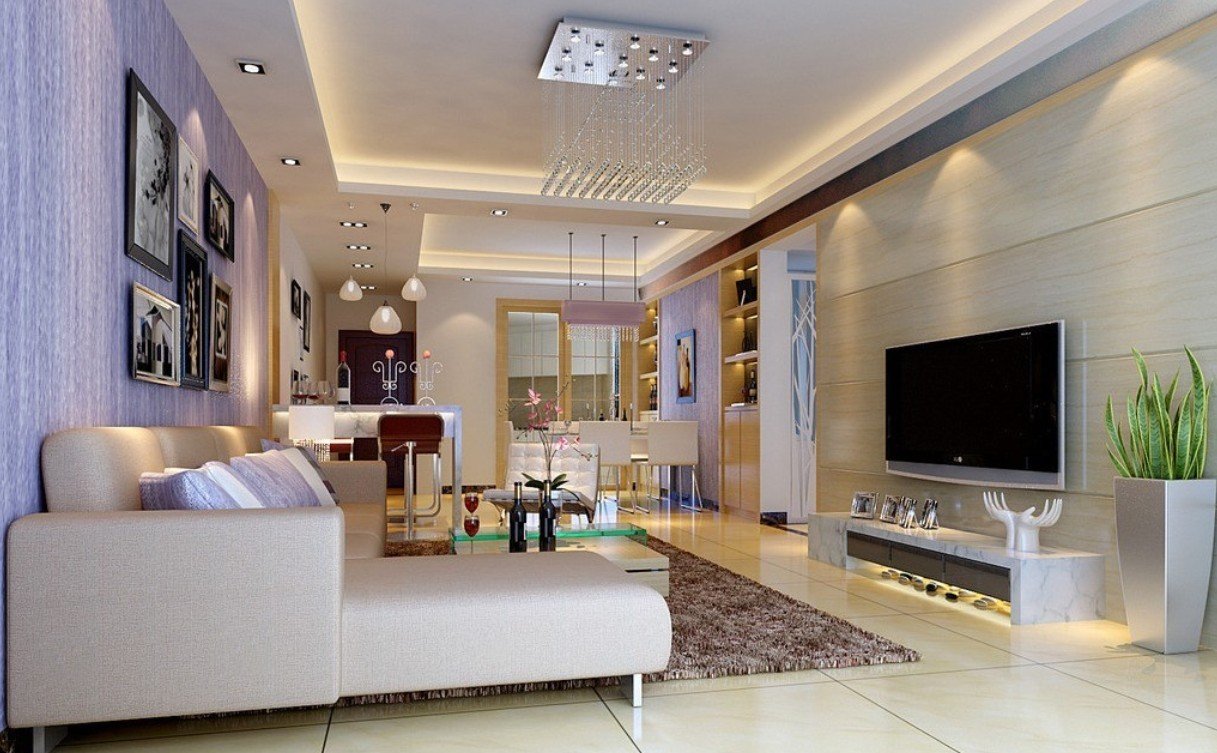 trần thạch cao phòng khách nhỏ cho chung cư