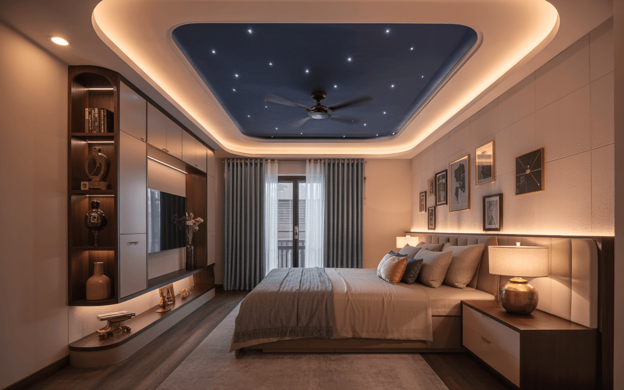 Trần nhà đẹp tạo điểm nhấn cho phòng ngủ