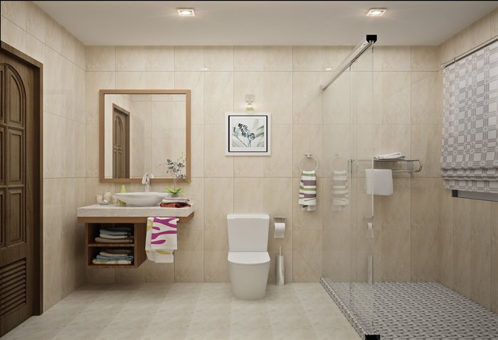 Trần nhà vệ sinh kết hợp ánh sáng LED dịu nhẹ