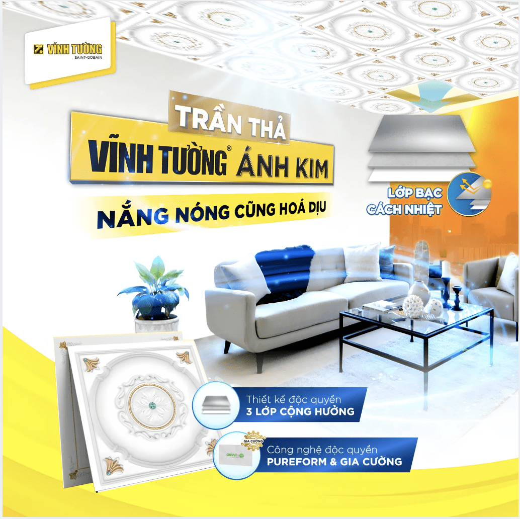 Trần thả Vĩnh Tường Ánh Kim mang lại cảm giác thông thoáng, mát mẻ cho ngôi nhà