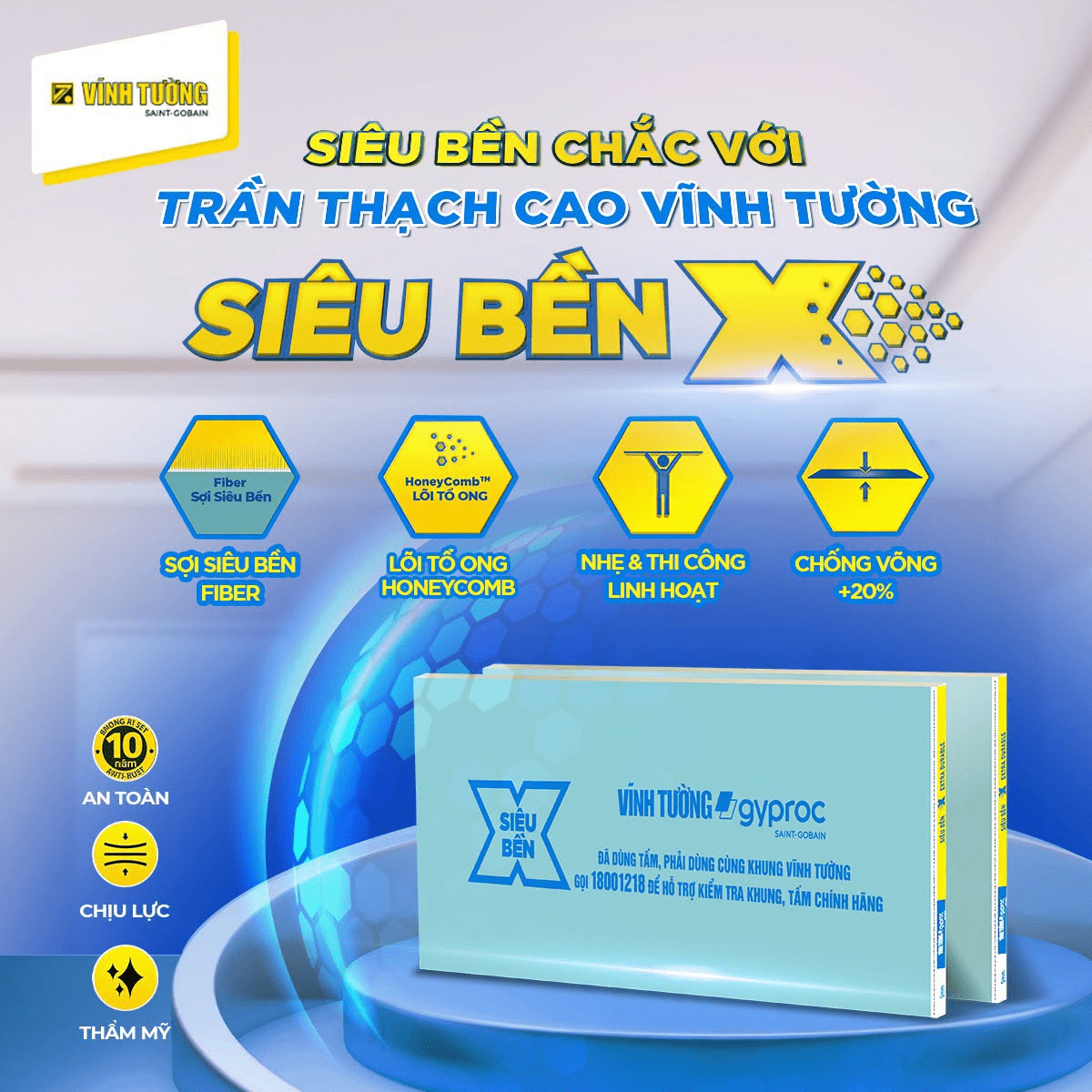 Trần thạch cao Vĩnh Tường Siêu Bền X