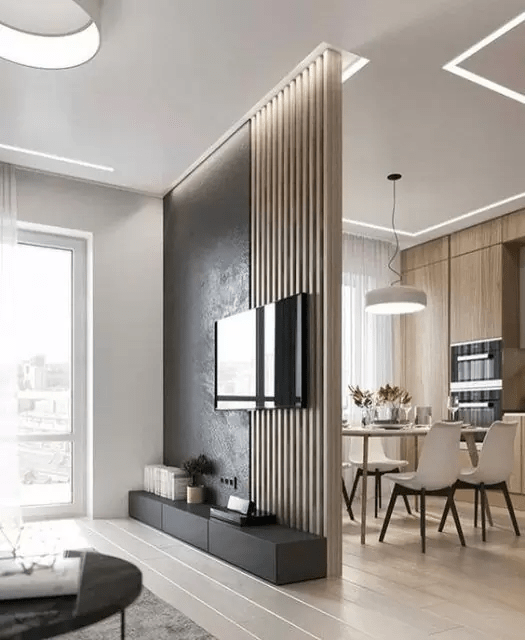 Trang trí phòng khách với các vật phẩm lưu trữ phụ kiện, đồ trang trí sang trọng