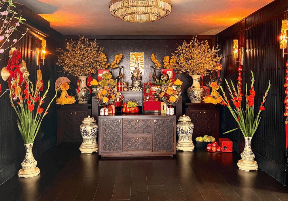 Trang trí phòng thờ ngày tết