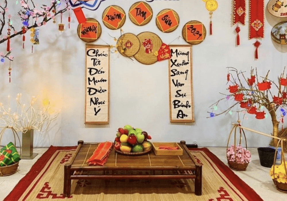 Mẹt tre trang trí Tết 2026