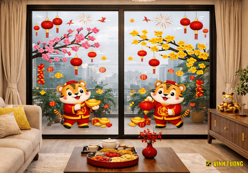 Trang trí tết phòng khách với decor tết độc đáo