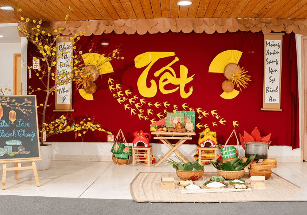 Mẫu trang trí tết cho trường học