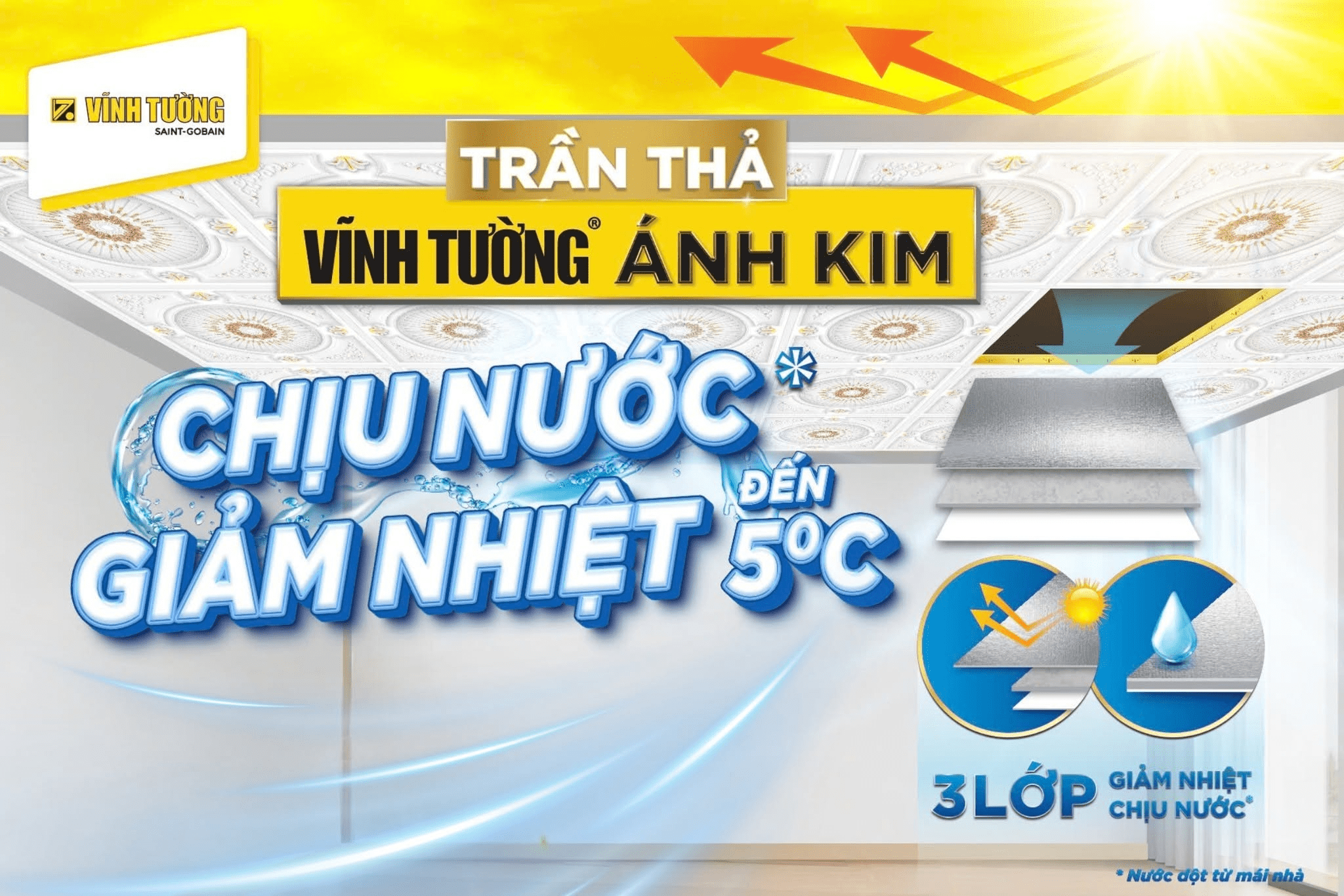 Ứng dụng trần thạch cao cách nhiệt Vĩnh Tường giúp hạn chế truyền nhiệt từ mái xuống không gian sản xuất