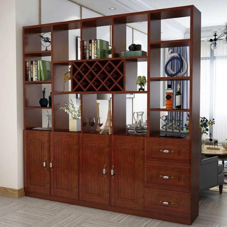Mẫu vách ngăn gỗ trang trí phòng khách kết hợp tủ gỗ đẹp, tiện lợi