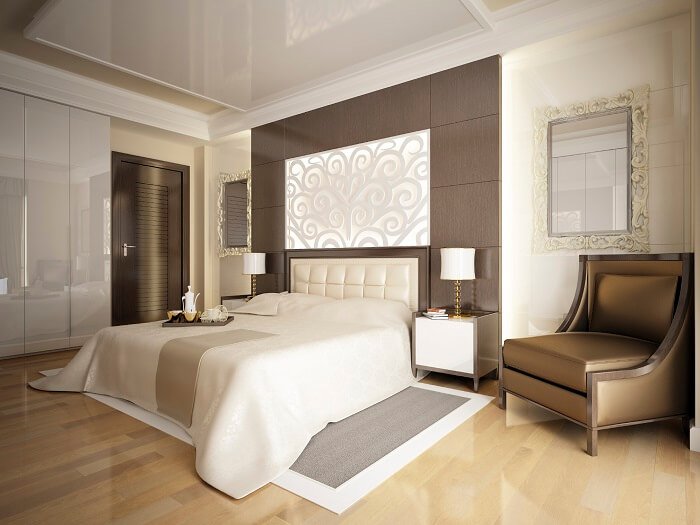 Mẫu vách thạch cao phòng ngủ thiết kế phong cách Châu u, sơn trắng sang trọng