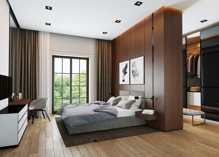 Vách ngăn phòng ngủ bằng nhựa giả gỗ
