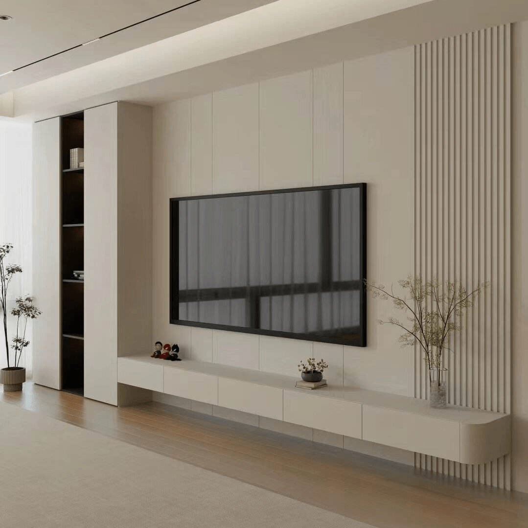 Vách tivi phòng khách bằng tường thạch cao