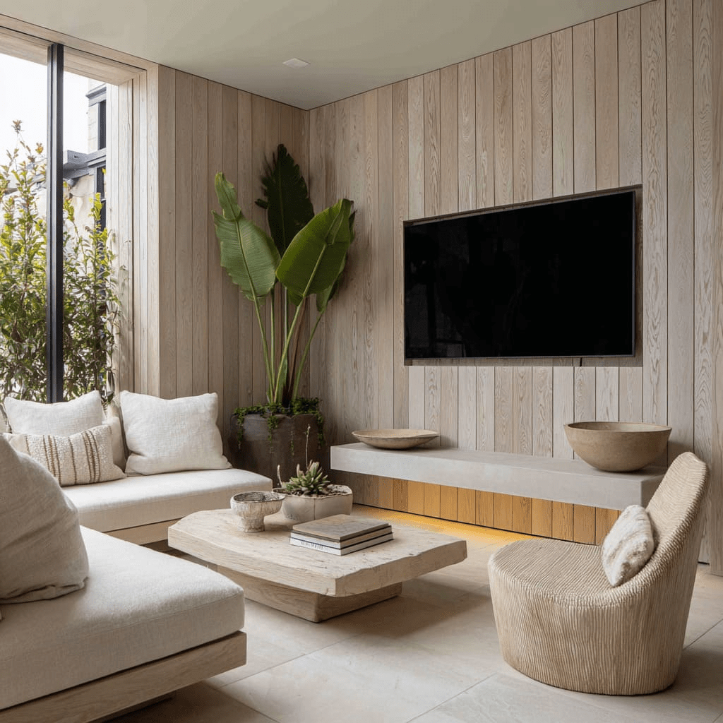 Vật liệu vách tivi phòng khách