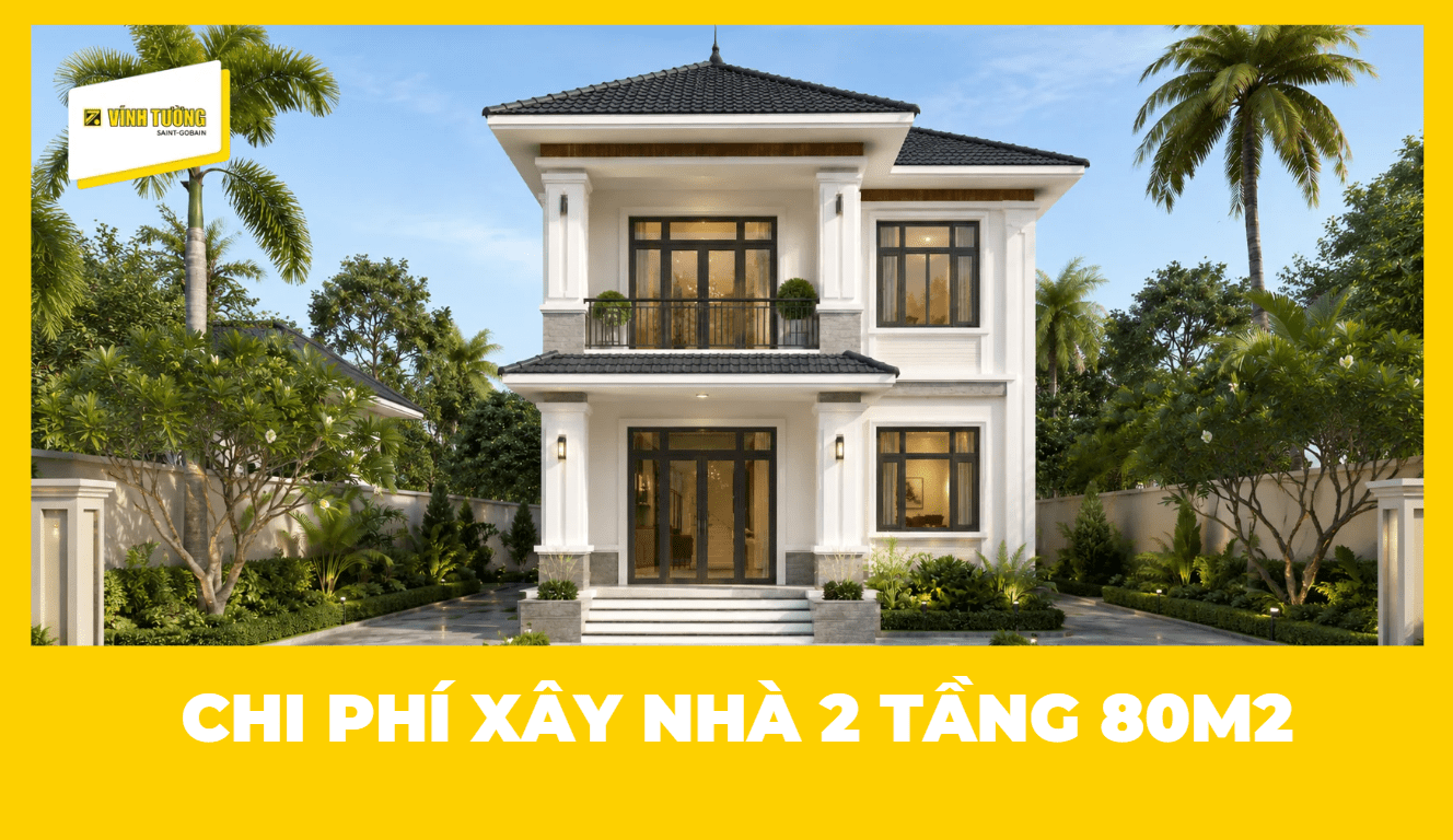 Xây nhà 2 tầng 80m2 hết bao nhiêu tiền? Dự toán chi tiết, chuẩn xác