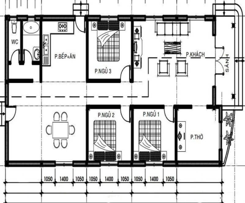 bản vẽ xây dựng nhà cấp 4 khoảng 150 triệu 