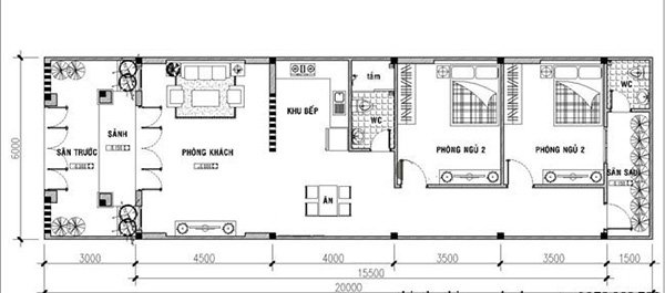 bản vẽ nhà cấp 4 khoảng 150 2 phòng ngủ