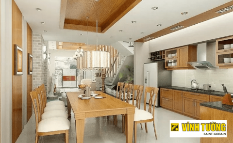 1001 Mẫu trần thạch cao phòng khách liền bếp đẹp Cho không gian sống đẳng cấp